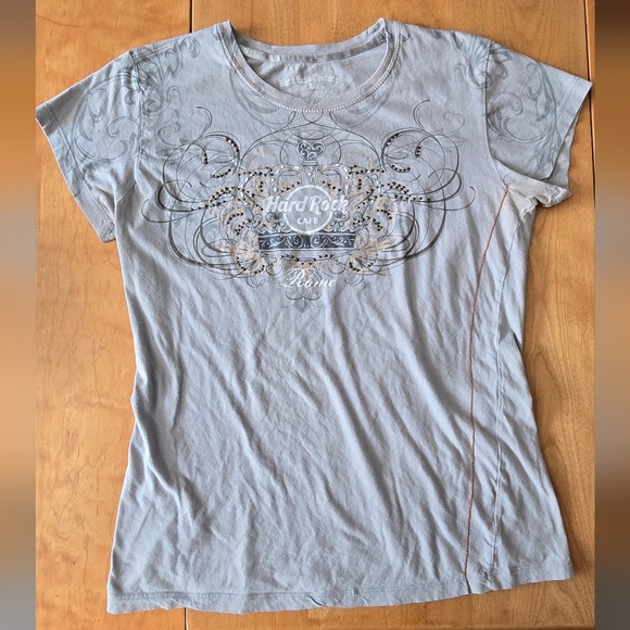Hard Rock Cafe Gray Graphic Fitted Short Sleeve Tee - Picture 1 of 2